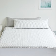 SLEEP&SLEEP 菱形絎縫涼感長型靠枕套, 白色的