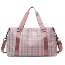 格紋大容量運動時尚包, 06 粉紅色