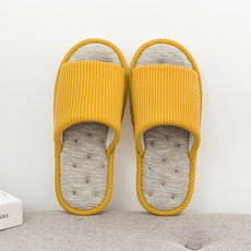 I Love Home 露趾條紋室內拖鞋, 黃色, 1個