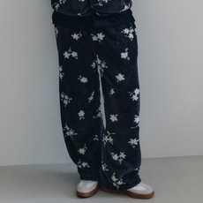 tsh 男女通用花朵毛絨長褲