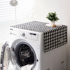 CASA VERDE Morning Glory 格紋防滑洗衣機罩, 象牙白 + 黑色格紋