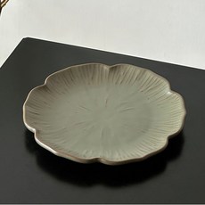American Road 復古蓮葉花朵造型陶瓷多用途盤 HR2640, 抹茶綠, 1個