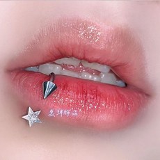 젤루나 여성용 써지컬 원뿔 플랫 별 커브 입술 피어싱 P-83