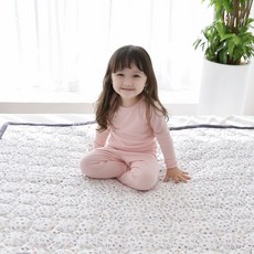 ahtty blanc 兒童棉質防滑睡墊, 白底兔子款, 1入