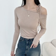 투데이앤룩 여성용 릴리 드롭 숄더 긴팔 티셔츠