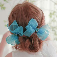 LuckyBambine 女童愛心水鑽蝴蝶結髮夾 2入