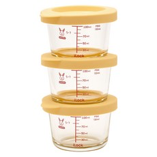 Airak 嬰兒食品蒸汽孔耐熱玻璃圓形密封容器 130ml, 3個, 單品
