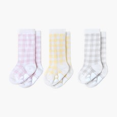 HI BABY CLUB 孩童粉彩格紋高筒襪3件組