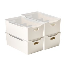 EASY&FREE 分格收納箱 S號, 花白色, 4入