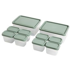 비트리 휘어지는 냉동실 정리용기 시즌2 그린 1L x 2p + 큐브용기 100ml x 8p 세트, 1세트