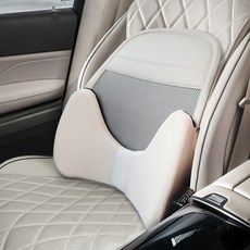 GMZ MOTORS 靠背墊 汽車腰靠 車用記憶棉 2IN1 分離式 對接型, 米色, 1個