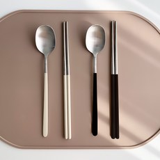 아카시아 304스텐 모던 수저세트, 아이보리, 블랙, 숟가락 2p + 젓가락 2p, 1세트