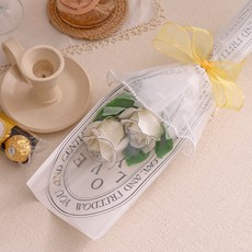 아스파시아 로코코 라인 장미 비누꽃 두 송이 꽃다발, 옐로우, 1개