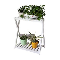 原木折疊式花盆整理架 YT_RA1409, 白色的, 第二階段
