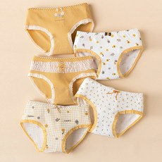 J-cell 女童優質黃色蝴蝶結三角內褲5件組 Q28