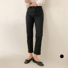 무드인더 여성용 뒷밴딩 슬림 일자핏 데님팬츠