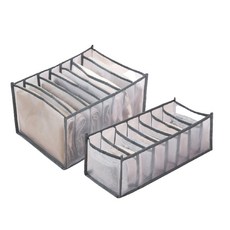 收納隔板衣物整理盒 2件組, 1套, 藍灰色(SA_01_04)