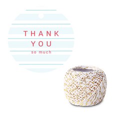 indi.k 條紋感謝吊牌 100入 +白金色麻繩 18m, 1套, 混合色(吊牌), 白金色(麻繩)