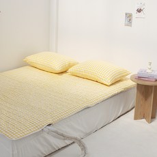 CHOUETTROOM 格紋BongBong 半超細纖維溫熱水暖墊套, 起司黃