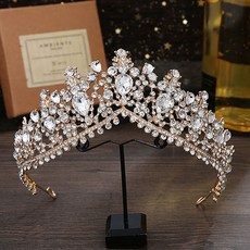 에스텔라 트렌드 헤어 액세서리 셀프웨딩 티아라 ace556, 골드, 1개