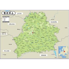 Map.Come 白俄羅斯地形塗層地圖 110 x 78cm, 1個