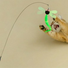 BUTU PET 貓用飄逸極光長桿鋼絲釣竿, 2個, 綠色