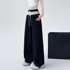 I'M MONG 女款Virona層次感寬版運動鬆緊長褲