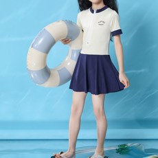 이유몽 베이직핏 라운드넥 링거 소매 포인트 반팔 원피스 수영복 E6H163
