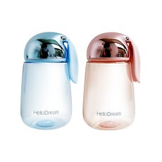 兔子造型水壺 2入組, 藍色+粉色, 400ml