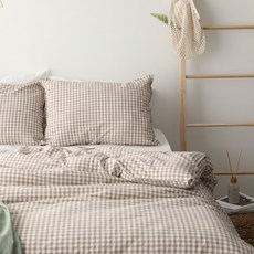 Fabricstore 混色格紋被套, 米棕色