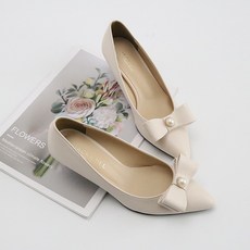 JACK&JILL 手工珍珠雙層蝴蝶結包鞋高跟鞋 JA2105