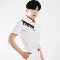 MINEFLOW 男士高爾夫RM胸前斜線撞色短袖T恤