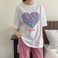 LINDASHOP 女款大尺碼Big Heart印花短袖T恤 cpt12006k32