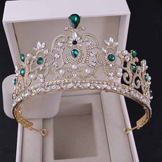 Estella 美麗花朵圖案亮點自助婚禮頭飾 XXX013, 1個, 金色綠色