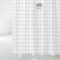 Design Soopul 北歐風格浴簾 sc422 L 1800 x 1880 mm + 不鏽鋼掛環 12p + 白色浴簾桿 全套組, 不鏽鋼, 1套