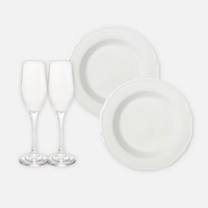 Borgonovo 經典家庭派對套組 4 8p, 單一顏色, 意大利面球 4p + 香檳杯 4p