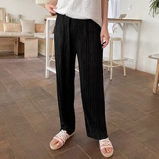 OKI 女款細摺鬆緊帶直筒褲
