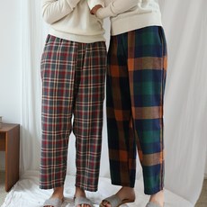 테라우드 클래식 면 기모 체크 파자마 바지 2종 세트