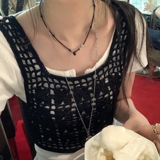 뜨개사계절 크롭탑 뷔스티에 DIY 뜨개질 세트, 1세트, 블랙