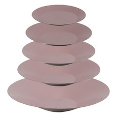 은스홈 세라믹 황토 숯 코팅 브런치 캠핑 접시 원형 155mm + 190mm + 235mm + 260mm + 300mm 세트, 핑크, 1세트