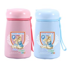 彼得兔孩童保溫瓶竹桶 280ml x 2 件套, 粉色, 藍色