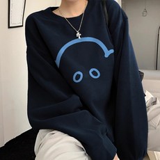 마켓에이 여성용 심플 스마일 기모 맨투맨 T24FW3-A1331