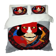 日式兵衛印花被套+枕套 2入, 混合顏色