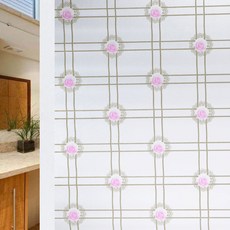 알로데 젖빛 방지 셀프 창문 시트지, 05 격자 핑크꽃