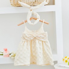 JOY MULTI 孩童蝴蝶結細肩帶連身裙+蝴蝶結髮帶