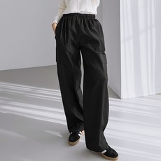 빼빼 여성용 밴딩 포켓 와이드 팬츠
