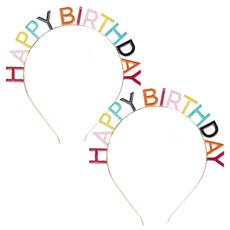 joyparty HAPPY BIRTHDAY 金屬生日髮箍, 金色, 2個