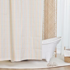 Lollydot布質防水浴簾 + 金屬夾環10入組, 1套, 多色(混合)