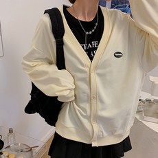 심플 라운딩 패치 임산부 루즈핏 간절기 카디건