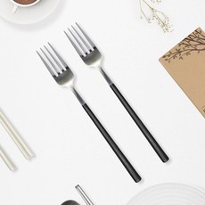 RAONNURI 可用於洗碗機的Reve彩色叉子, 黑色, 2個